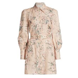 Zimmermann- NWT Moonshine Button Down Floral Belted Longsleeve Shirt Dress